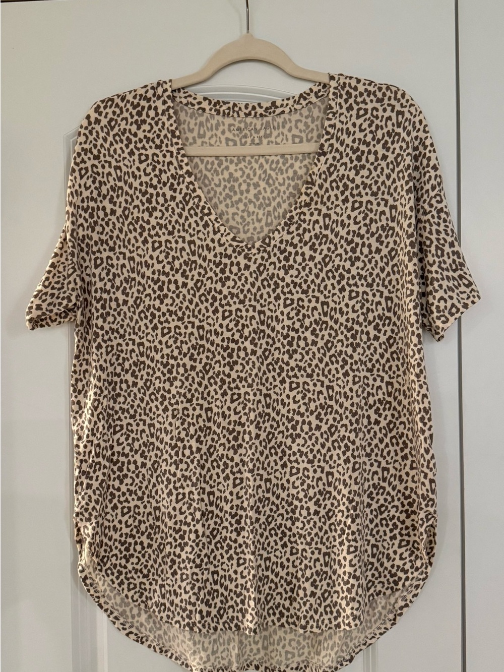 American Eagle Outfitters Leopard Print V-Neck Top - Beige/Brown